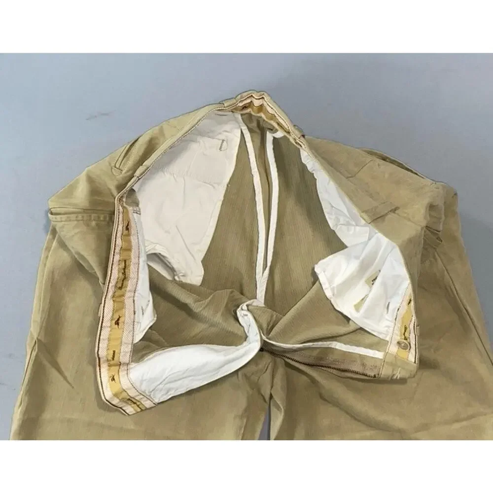 Tommy Bahama Silk/Bamboo Rayon Pleated Chino Pants. Beige Herringbone, 32X29 GUC